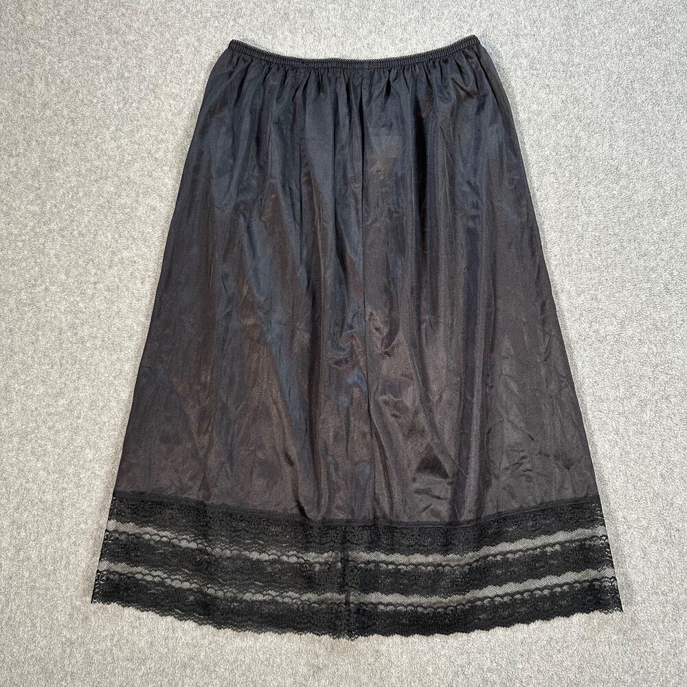 Blair Vintage Black Half Slip Lace Hem 90s Women's Medium Made in USA